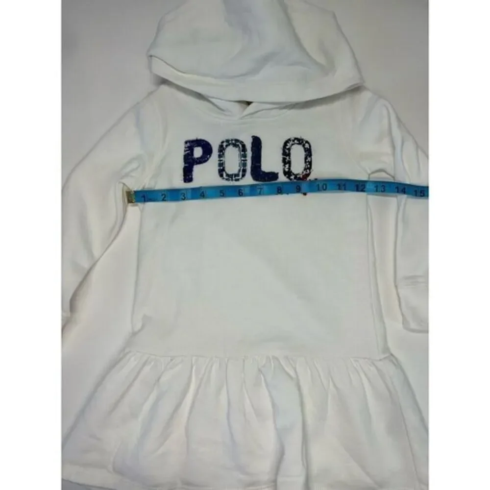 Polo Ralph Lauren Girls‎ White Dress With Blue Polo Logo Size 4/4T